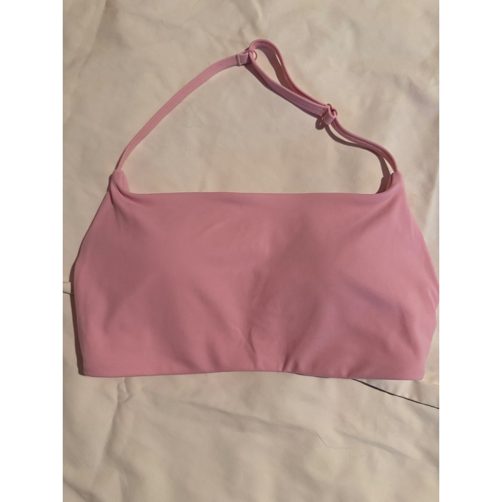 Light Pink Halter Bandeau Bikini Top‎ Adjustable Strap Solid Minimalist Swimwear